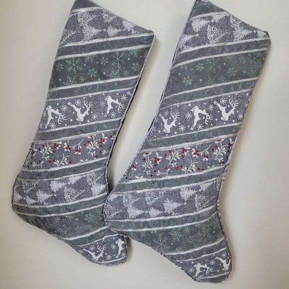 Silver Quilted Metallic Handmade‎ Christmas Stocking, NWT, holiday decoration - Picture 1 of 6